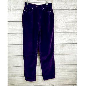 Vintage Kathy Ireland Sportswear Royal Purple Eggplant Velvet Pants Sz XS